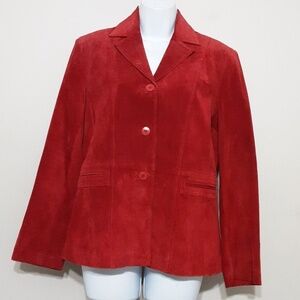 Vintage liz Clairbone suede jacket coat women SP red event  Y2K retro holiday
